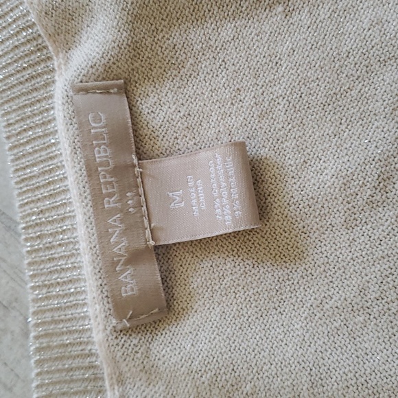 Banana Republic Factory Women's Medium 3/4 Sleeves Boxy Holiday Metallic Sweater - Picture 7 of 9